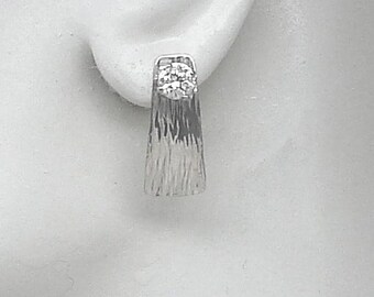 Earring Jackets, Sterling Silver Ear Jackets, Diamond Jackets, Post Earring Jackets, Jacket for Studs, Edge Peen Trapezoid JDSSTRAPEP22X10