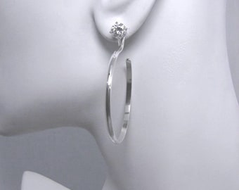 Earring Jackets, Silver Extra Large Hoop Jacket, Dangle Diamond Jackets, Post Earring Jacket, Drop Jacket, Jackets for Studs JHSSHRSM55X2.5