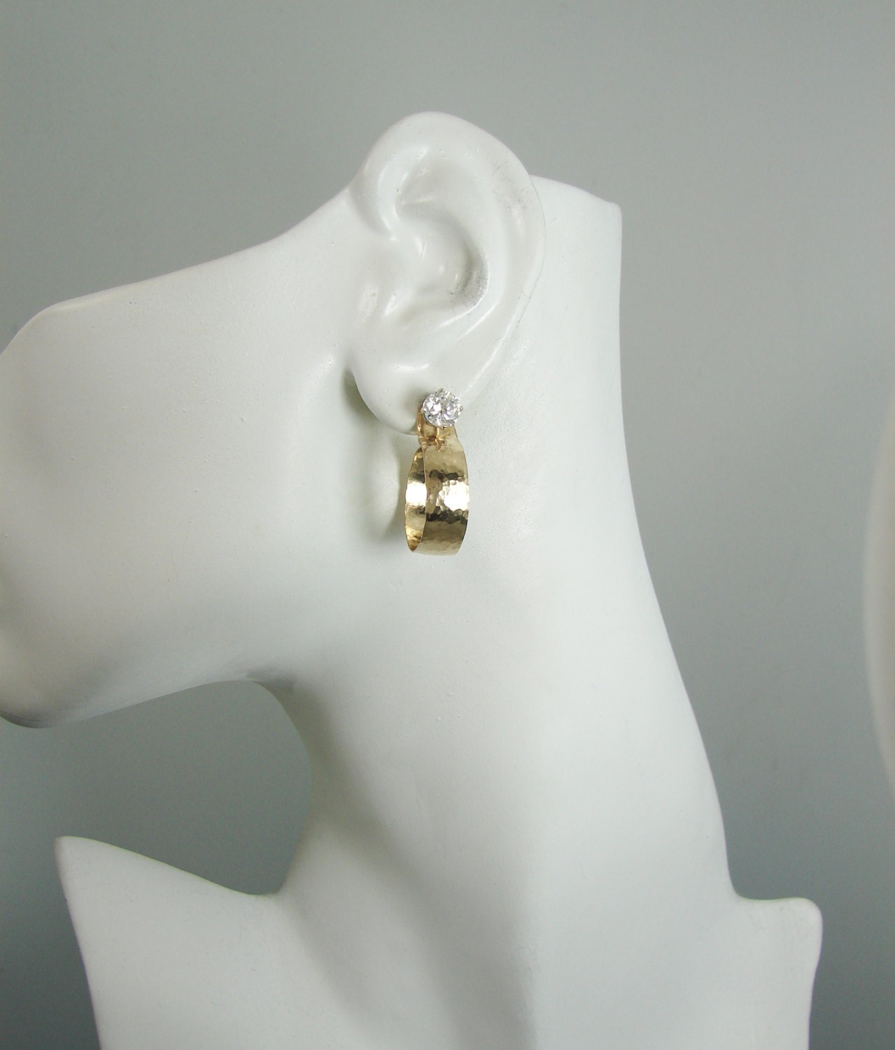 EARRING JACKETS Gold Dangle Hoop Diamond Jackets Earring Etsy