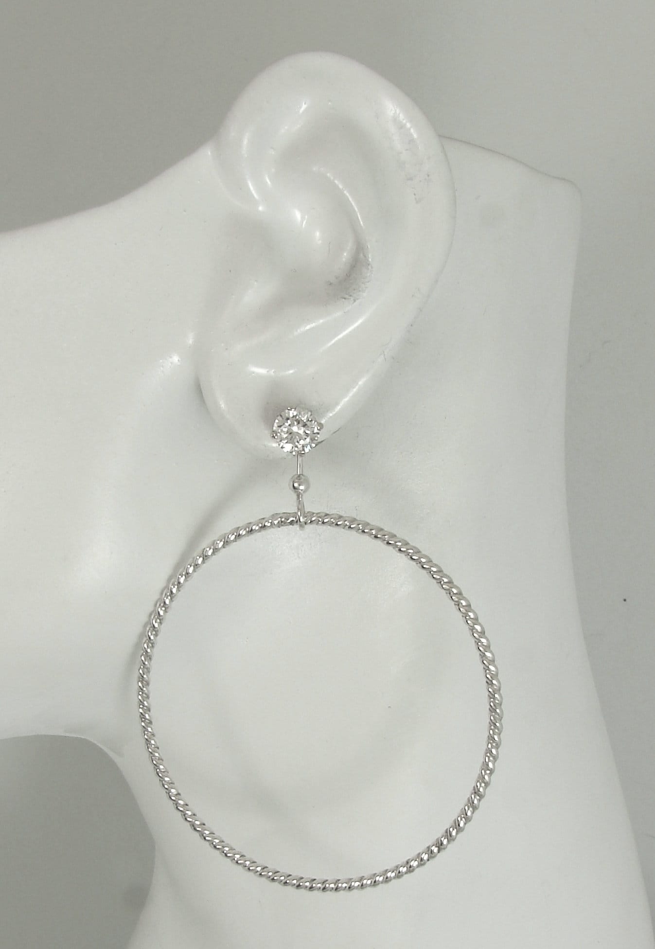 EARRING JACKETS Dangle Hoop Silver Jackets for Diamonds Ear Etsy UK