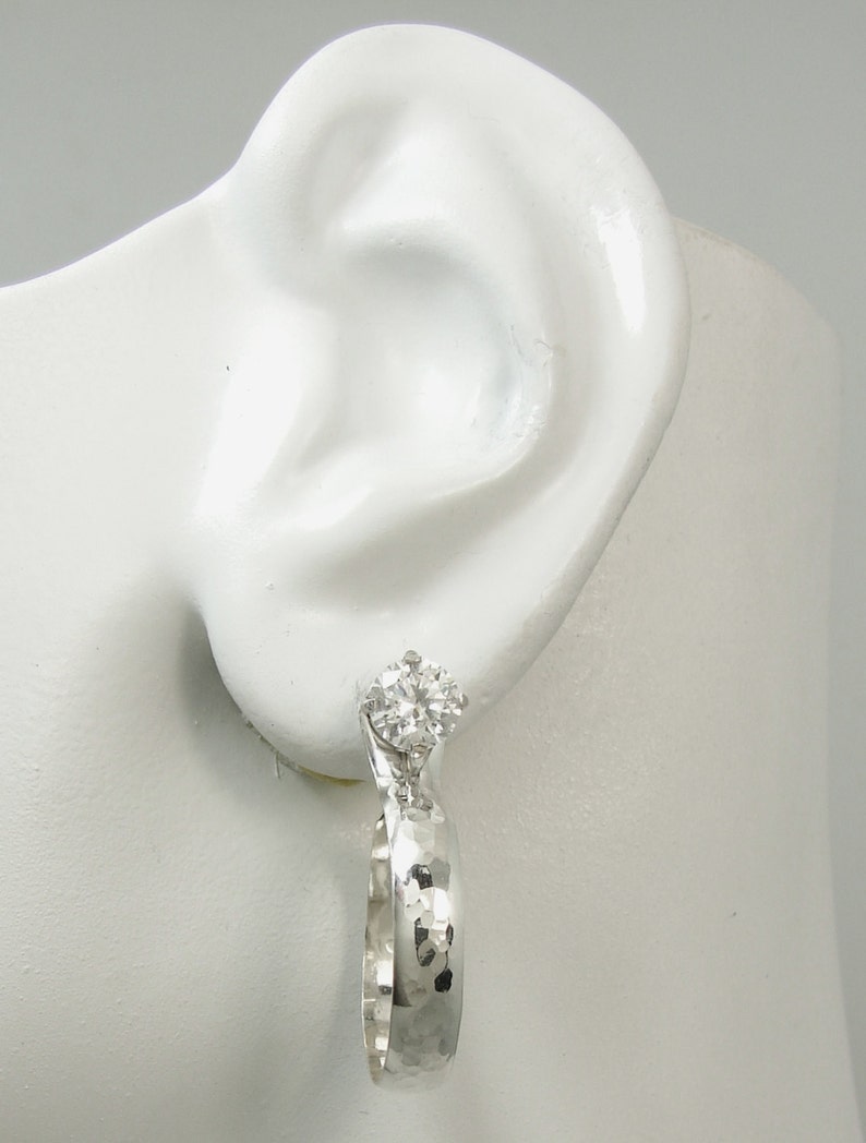 Earring JACKETS for Studs Silver Hammered Domed Diamond Etsy