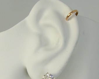 Cartilage Piercing, Rose Pink Gold Helix Earring,Hex Hoop Piercing, Conch Earring, Upper Ear Conch, Tragus Rook Ring, Half Round MCW14KRP