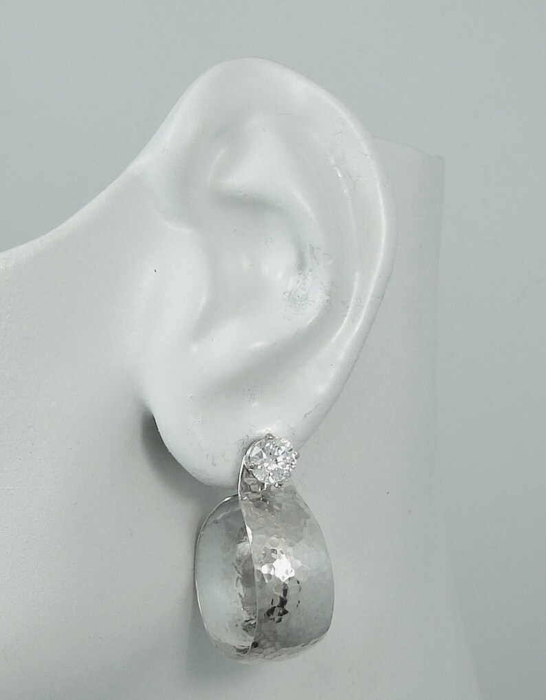 EARRING JACKETS Silver Dangle Hoop Jackets Post Earring Etsy