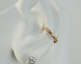 EAR Cuff 14k ROSE Gold Filled Ear Band Cartilage Clip NON-pierced Wrap Thick Half Round Wire E10RGF
