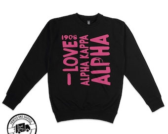 AKA I Love Alpha Kappa Alpha Graffiti Sweatshirt, 1908, Pink and Green