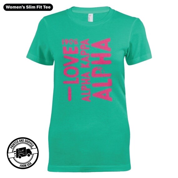 Womens Alpha Pink Kappa Green 1908 T-Shirt Womens Alpha Pink Kappa Green 1908 T-Shirt