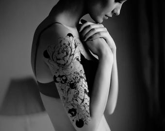 Fleur de Peau Flower Temporary Tattoo | Sleeve, 10"x5"