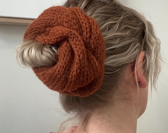 Oversized Knit Scrunchie Chouchou - Alpaca and Merino Wool