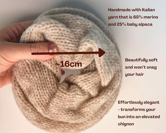 Oversized Knit Scrunchie Chouchou - Alpaca and Merino Wool