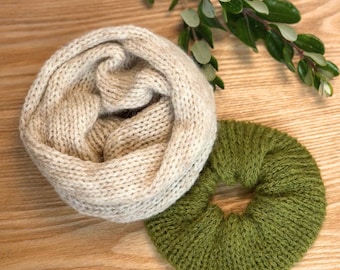 Handmade Knit Scrunchie Gift Set - Merino & Alpaca | Australian Native Bloom Collection | Reusable Cotton Gift Bag