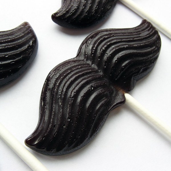 Original mustache on a stick hard candy lollipops - 6 pc. - READY TO SHIP