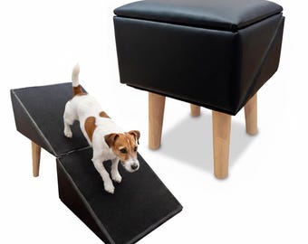 Folding Ottoman Dog Ramp for Sofa, Dog Steps for Couch & Bed, Stairs for Old Dogs, Injured Pets or Puppies