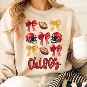 Kansas Chiefs Coquette Shirt, KC Football Sweatshirt, Gift For Football Fan Hoodie, Chiefs Game Day Crewneck