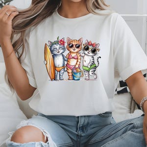 Cute Cats Swimsuits Summer Shirt, Women Summer Beach Shirt, Summer Vibes Tee, Summer Trip Shirt, Cute Cat Women Tshirt, Gift for Cat Lover
