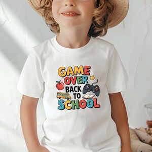 Game Over Back To School Kids Shirt, Preschool First Grade Toddler Sweatshirt, Kindergarten Shirt for Girl Boy, First Day Of School Tee