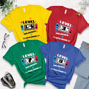 Custom Birthday Shirt, Level Unlocked Shirt, Kid Bday Party Shirt, 2-10 Birthday Shirt, Gamer Birthday Gift, Level Up Birthday