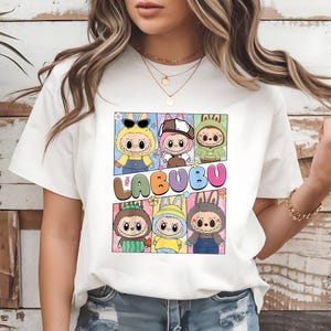 Koszulka Labubu, słodka koszulka z lalkami z kreskówek, kolorowa koszulka Anime Kawaii, koszulka z postaciami z Kawaii Labubu, koszulka Labubu Squad