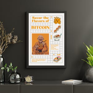 Bitcoin Flavour Poster for Office of Crypto Wall Art for Home Decor with Bitcoin for Modern Home Office Crypto Poster Wall Art