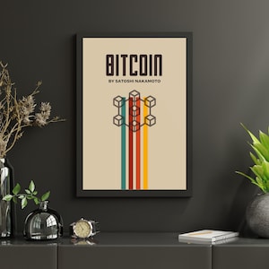 Bitcoin Poster Retro Art for Crypto Enthusiast of Crypto Wall Art for Home Decor with Bitcoin for Modern Home Office Crypto Poster Wall Art