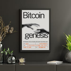 Bitcoin Genesis Poster for Office of Crypto Wall Art for Home Decor with Bitcoin for Modern Home Office Crypto Poster Wall Art