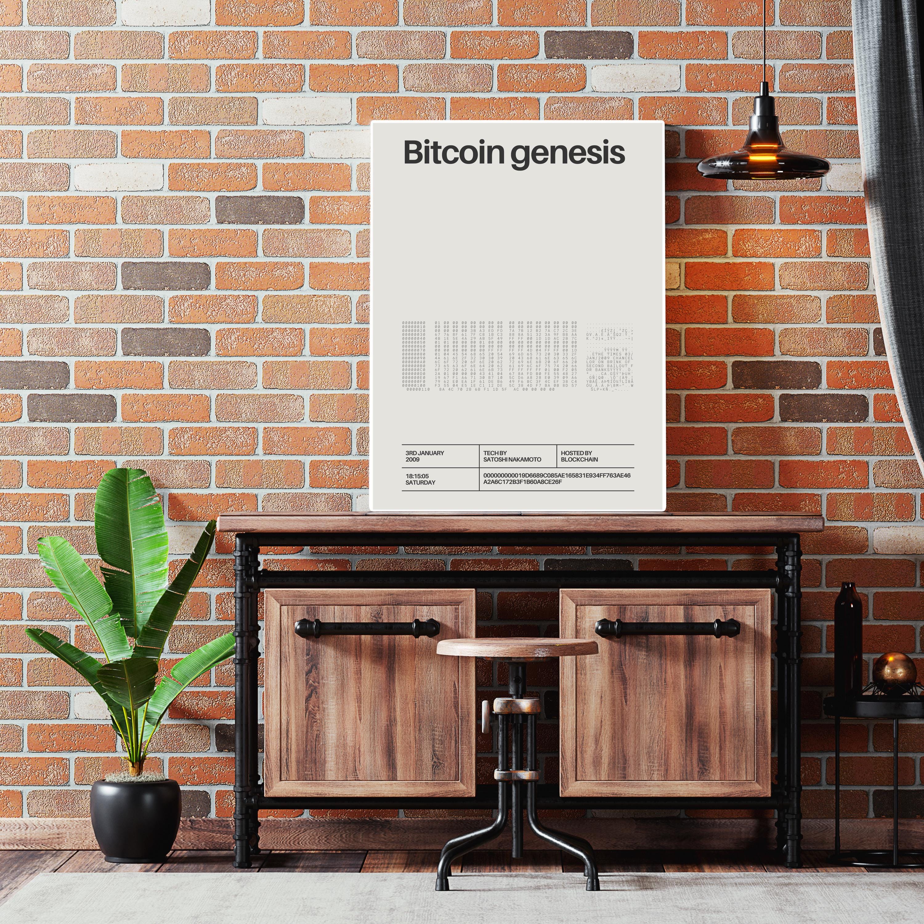 Bitcoin Genesis Poster Home Office Blockchain Developer Crypto History Art  for Decor with Bitcoin for Modern Office Crypto Poster Wall Art