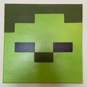 Minecraft Inspired Zombie Pigman Face Head Painting Wall Art Etsy