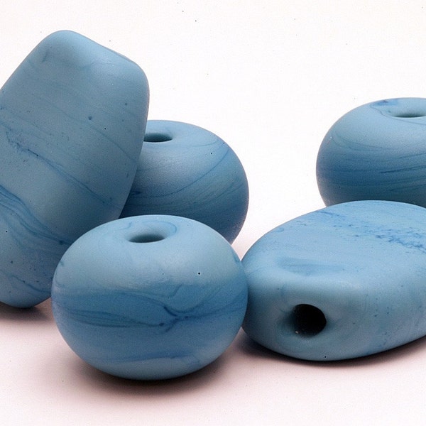 Blue Denim Lampwork Beads by Pink Beach Studios - SRA