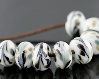 Dynasty Marble Handmade Glass Lampwork Beads by Pink Beach Studios - SRA (C2)