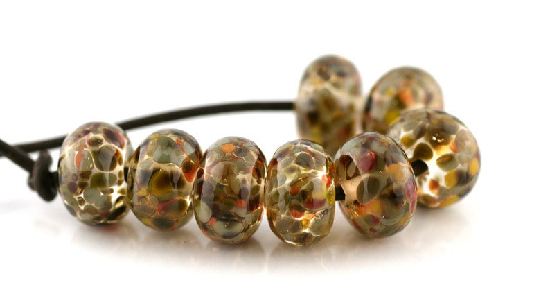 3749 Fallen Leaves Handmade Glass Lampwork Beads 8 Count SRA by Pink Beach Studios