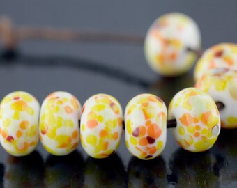 Saffron Donut Handmade Glass Lampwork Beads by Pink Beach Studios - SRA (G1)