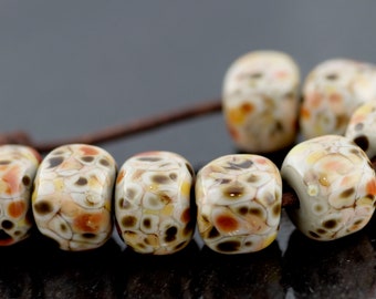 Grey Apricot Orchard Chunks Handmade Glass Lampwork Beads by Pink Beach Studios - SRA (A14)