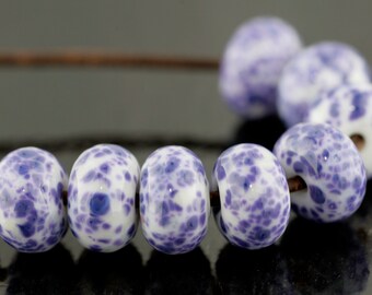 Blueberries and Cream Handmade Glass Lampwork Beads by Pink Beach Studios - SRA (V1)