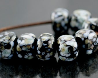 Dynasty Marble Chunks Handmade Glass Lampwork Beads by Pink Beach Studios - SRA (C71)
