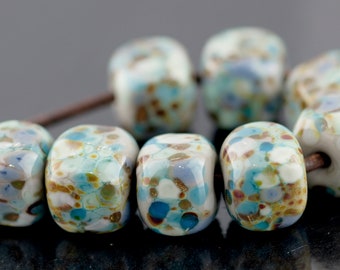 Gold Coast Chunks Handmade Glass Lampwork Beads by Pink Beach Studios - SRA (S14)