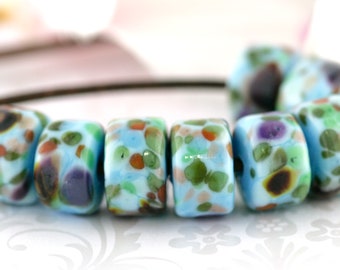 Hawthorn Drum Handmade Glass Lampwork Beads by Pink Beach Studios - SRA (AV39)