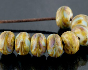 Golden Coast Handmade Glass Lampwork Beads by Pink Beach Studios - SRA (A24)