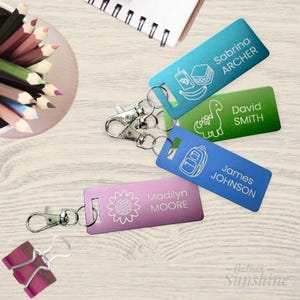 Personalized Kids Backpack Tag: Engraved Name, Durable Metal