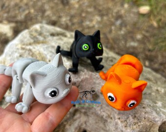 Chat articulé imprimé en 3D, jouet anti-anxiété de haute qualité, sorcières d'halloween, race de chat agitée, animal de compagnie sensoriel flexible, décoration de bureau personnalisée