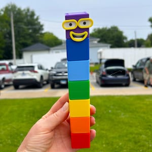 3D Printed Inspired Numberblock 7 fidget toys Cute Preschool learning Playful Pals Cartoon Custom Desk Decor figure toy Unique Critter Gift