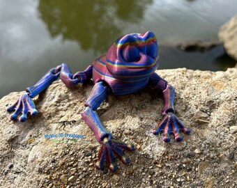 Artikulierende 3D gedruckte Regenbogen Frosch Fidget Spielzeug Angst Spielzeug Ornament Skulptur Balancieren Frosch Figur Regenbogen Flexible Sensorische benutzerdefinierte Dekor