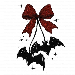 Spooky Cute Gothic Bat Bow PNG | Halloween Design | Spooky Cute Bats Clipart | Halloween Shirt Graphic | 300 DPI Transparent Background