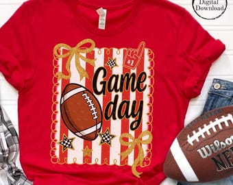 Sparkle on Game Day with Glitter Football Design, Glam Football PNG, Glitter Bow PNG, Football Clipart, Game Day Shirt PNG