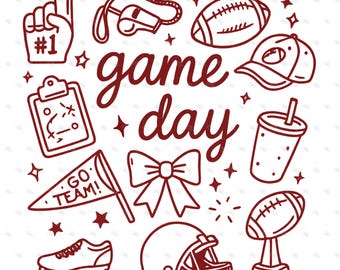 Hand-Drawn Football Doodles PNG: Game Day Clipart