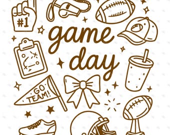Hand-Drawn Football Doodles PNG: Game Day Clipart