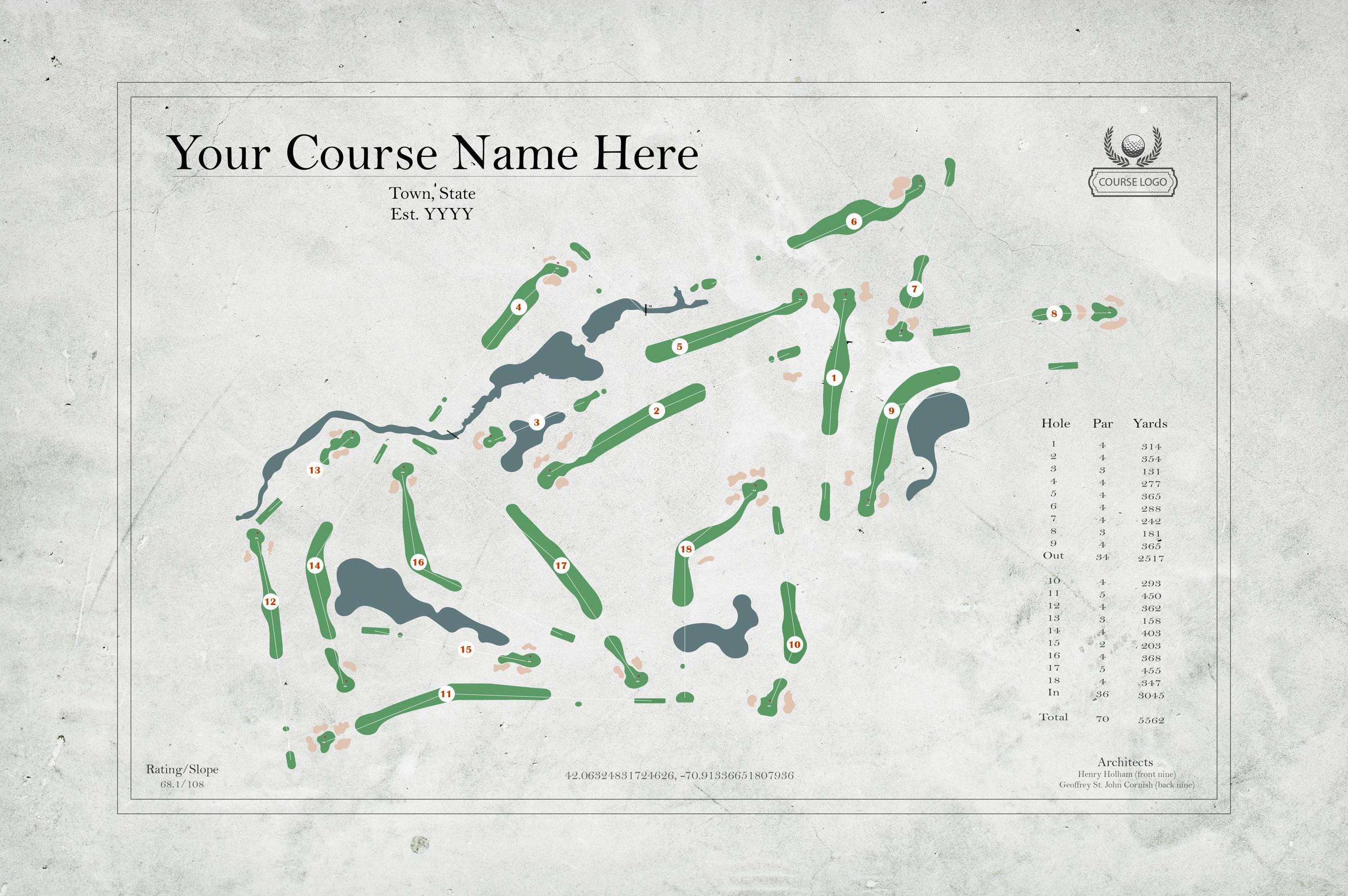 Custom Golf Course Map Personalized - Il Fullxfull.6254560575 32ax