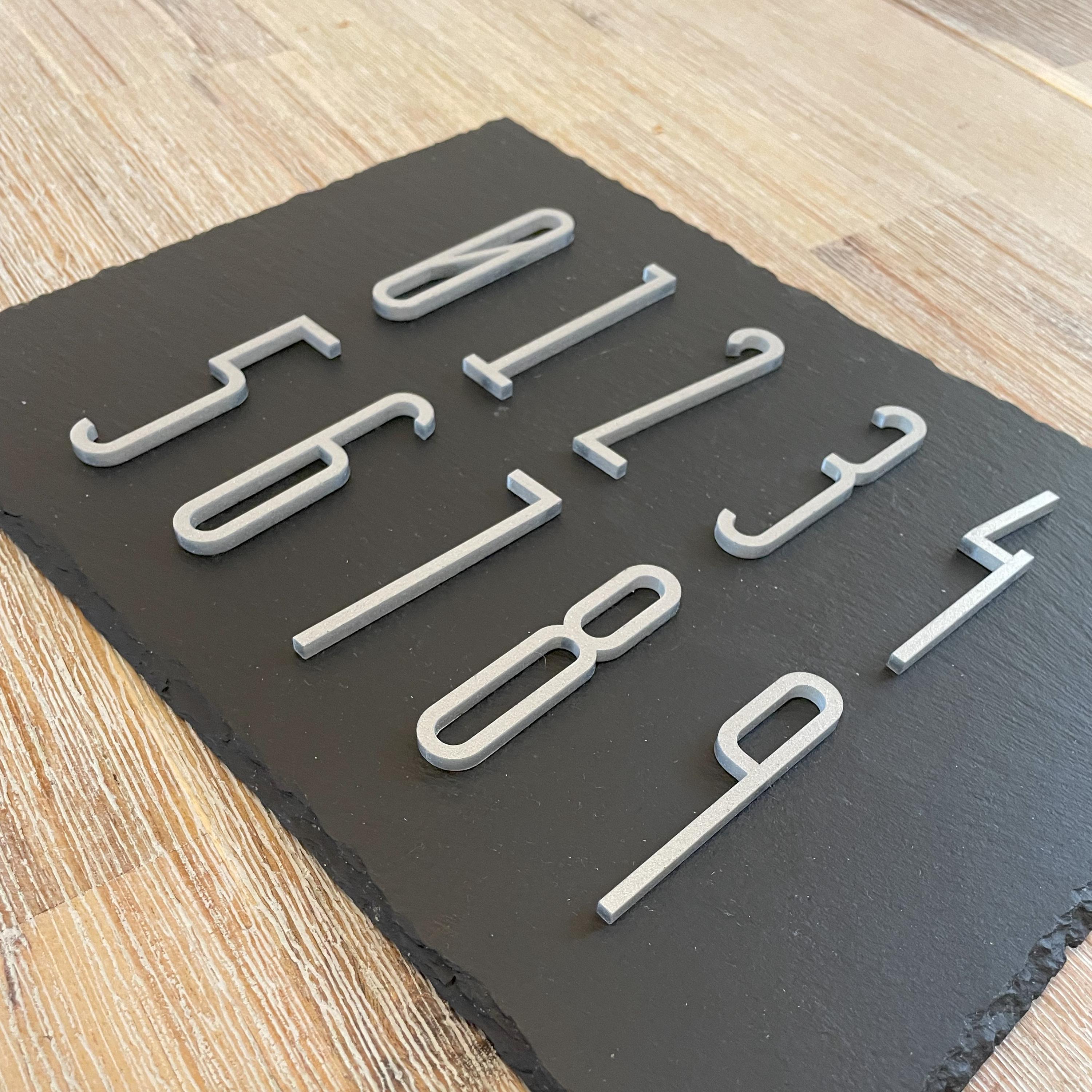 Matt Silver Door Numbers Acrylic Creative 3D House Self Adhesive 5cm ...