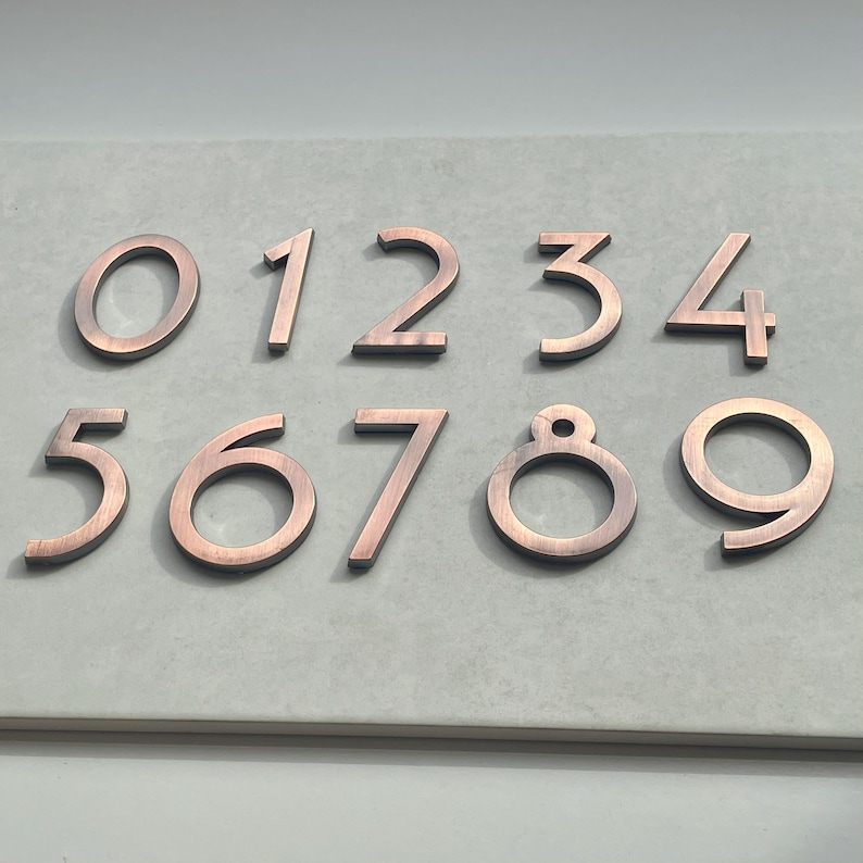 Natervark Sign Brushed Copper House Number Parisian ABS : 3D Self Adhesive Address ...