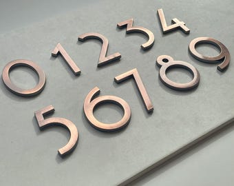Brushed Copper House Number Parisian ABS : 3D Self Adhesive Address Sign