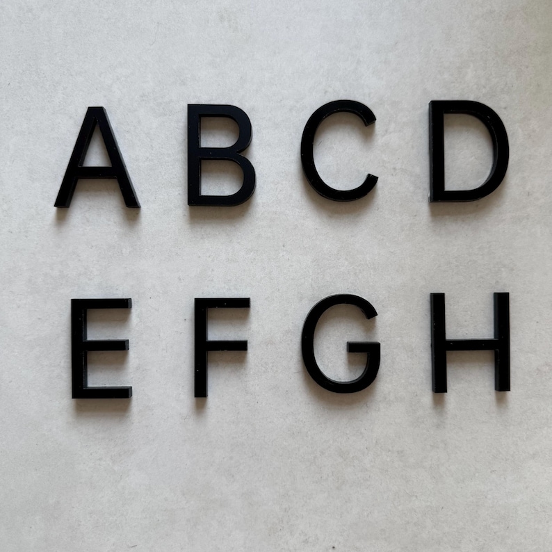Matt Black Acrylic Futuera 3D House Door Letters Self Adhesive 5cm 7cm ...
