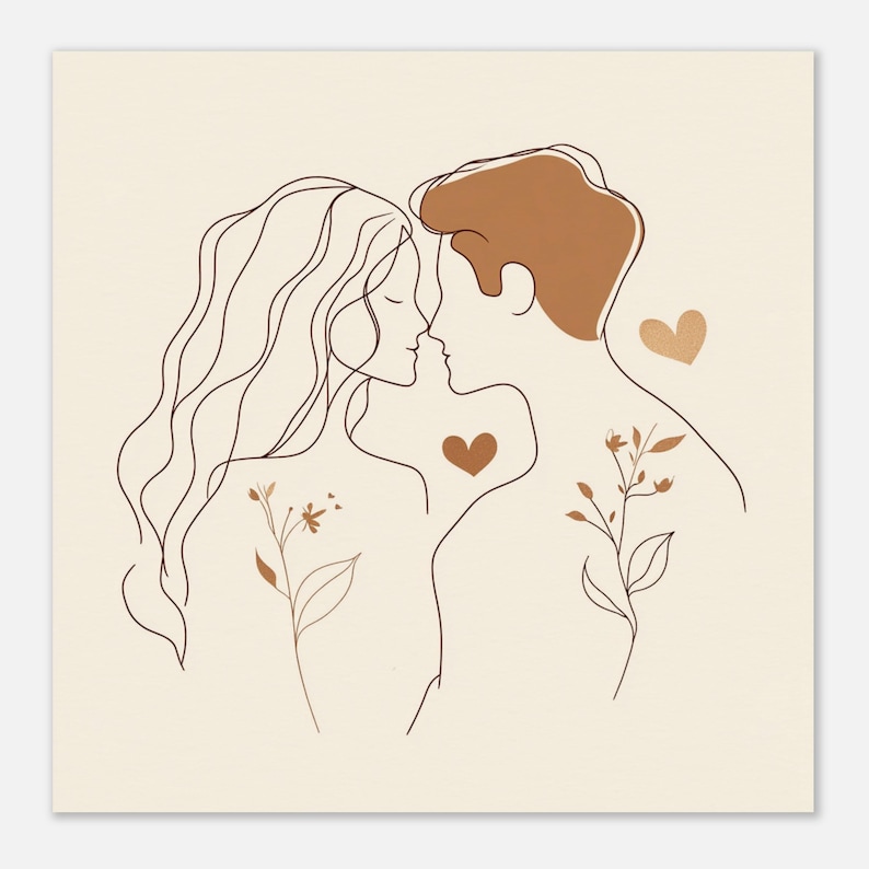 Minimalist Couple Line Art Print | Romantic Wall Decor | Perfect for
